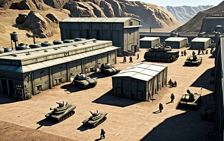 **

"A bustling military base, resource buildings active, heroes overseeing production, Top War game style, strategic overview."

**